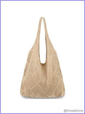 Crochet Tote Bag Handmade Knit Beach Bag Summer Shoulder Bag